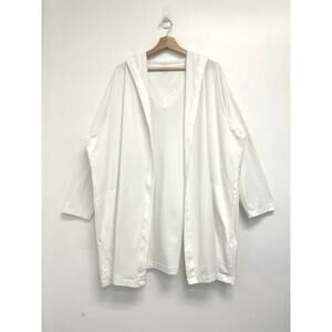 Eileen Fisher Coastal Organic Cotton Hooded Open Front Lightweight Sweatshirt 2X